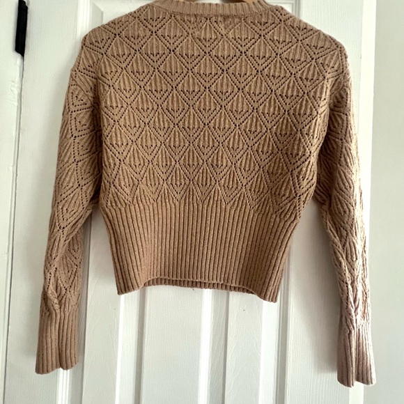 Pink Rose Textured Tan Sweater - Picture 2 of 3